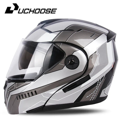 2024 Unisex Modular Motorcycle Helmet – Full Face Flip-Up Dual Lens Racing Helmet for Men & Women