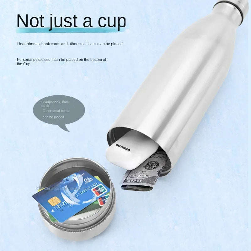 750ml Diversion Water Bottle - Portable Secret Stash Pill Organizer Can Safe, Hiding Spot for Money, Bonus Key Ring Box