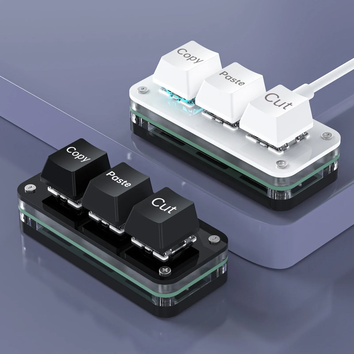 RGB 3-Key Mini Macro Keyboard — Hotswap Keypad for Photoshop, Gaming & Programming