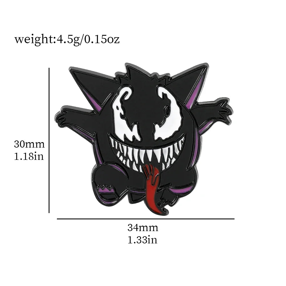 Gengar Cartoon Enamel Brooch — Anime Lapel Pin for Backpack Accessories, Fan Collection & Jewelry Gift