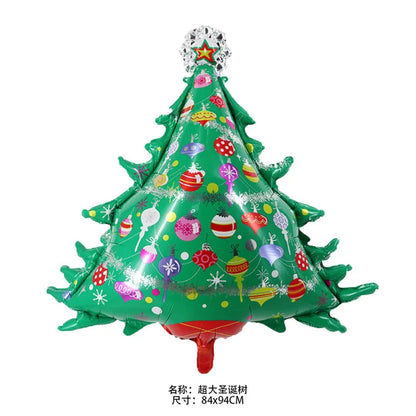 Merry Christmas Foil Balloon Set – Santa Snowman Christmas Tree Elk Cartoon Party Decorations Supplies