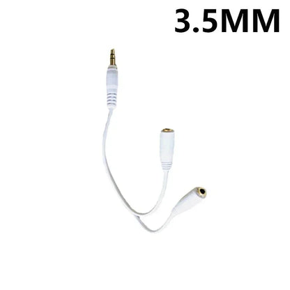Dual Female 3.5mm Audio Y Splitter Cable 1 Male to 2 Female Adapter for Earphones Headphones MP3 MP4