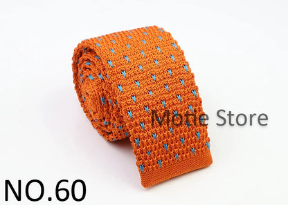 Classic Knit Neck Tie for Men — 6cm Plaid & Dots Casual Business Wedding Tie