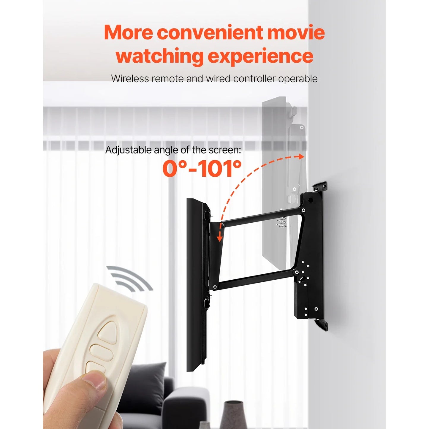 SucceBuy Motorized TV Wall Mount Bracket for 32–70 Inch TVs – Adjustable Electric Lift, Heavy Duty, Max VESA 24x16/24, 88–132 lbs Capacity