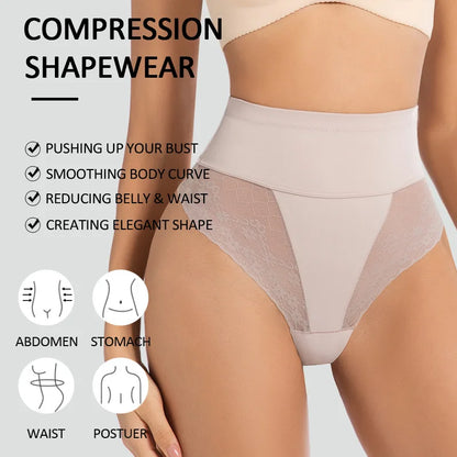 Women's High-Waist Shapewear Thong - Flat Belly Butt Lifter Slimming Body Shaper Underwear