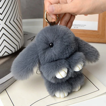 15cm Rabbit Fur Keychain - Cute Bag Charm, Car Pendant and Gift Accessory