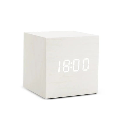 Wooden Digital Alarm Clock – LED Desktop Clock with Temperature Display, Sound Control, USB/AAA Powered Bedside Clock