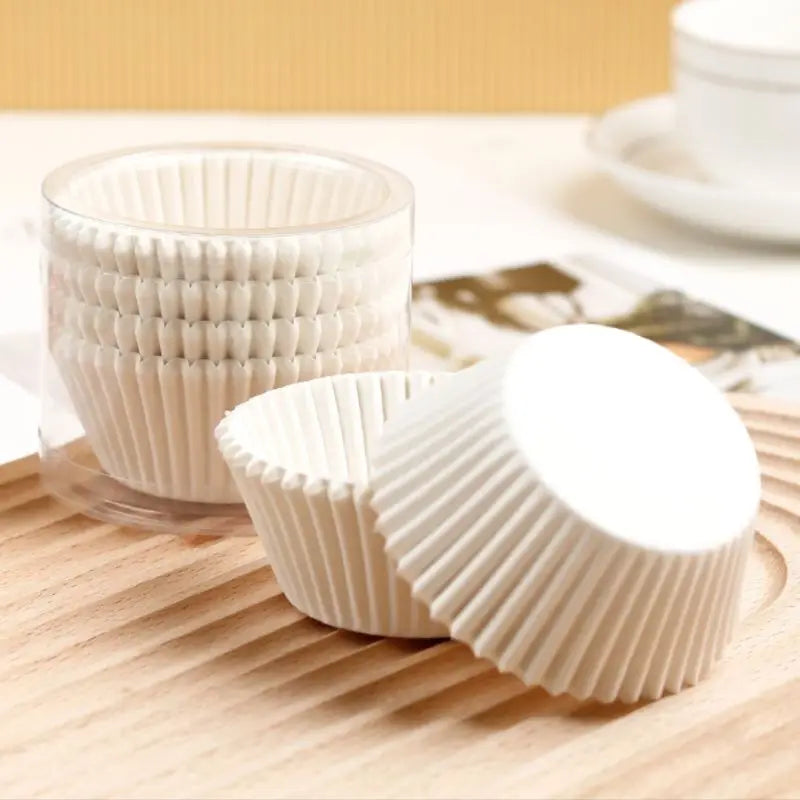 100pcs Disposable Muffin & Egg Tart Cups – Heat-Resistant Thickened Paper Cupcake Liners for Baking