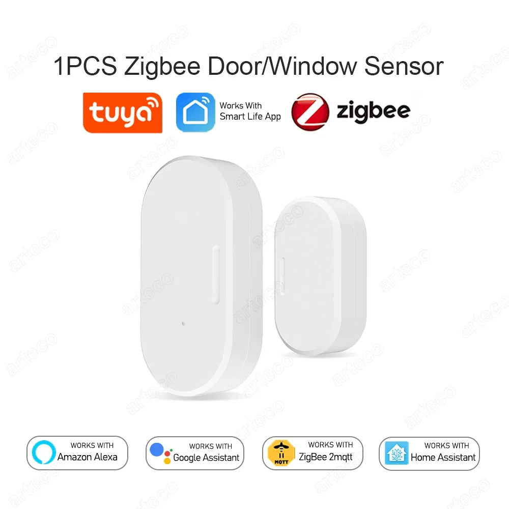 Zigbee Door Window Sensor - Smart Open Close Detector Security Alarm Compatible with Alexa, Home Assistant & Z2M