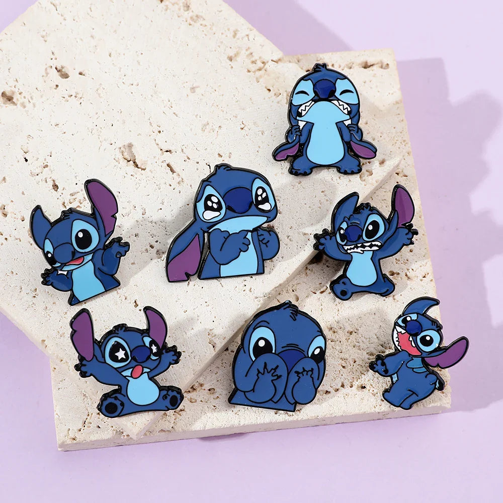 7 Pcs Lilo & Stitch Enamel Pins Set | Creative Stitch Brooches for Backpacks, Clothing & Accessories