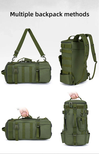 Tactical Fishing Backpack – Multifunctional Tackle Bag with Rod Holders, Molle Storage for Fishing, Camping & Hiking