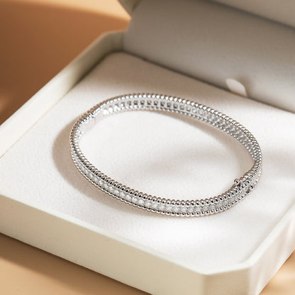 2mm Full Moissanite Bracelet – GRA Certified, 925 Sterling Silver, 18K Gold Plated Luxury Bangle for Women