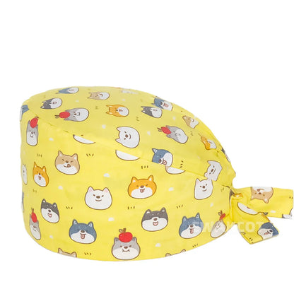 Unisex Soft Scrub Cap – Cartoon Print Surgical Hat for Men and Women, Operating Room Nursing Accessories