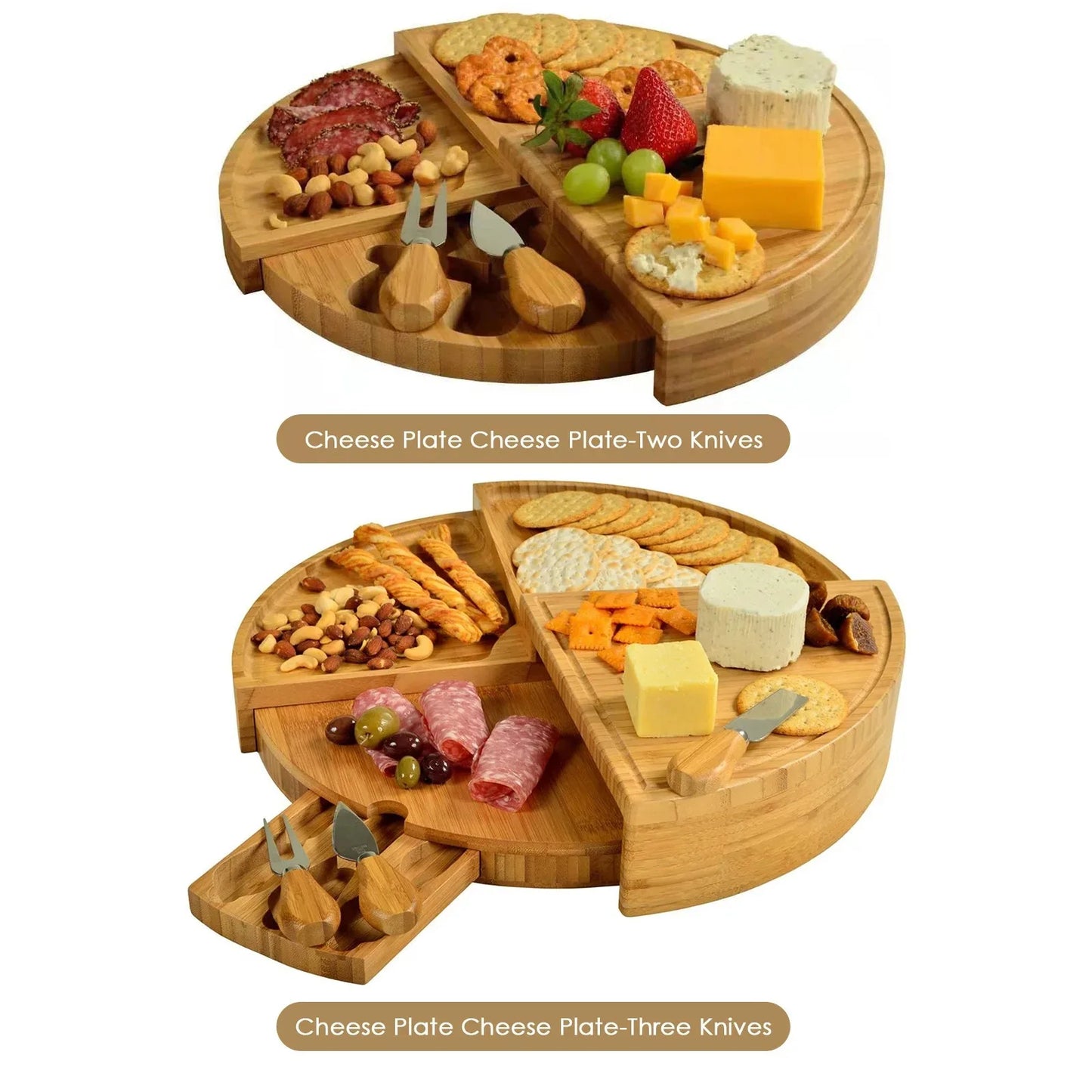 Cheese Board Cutlery Set with Slide-Out Drawer – Slicer, Fork, Scoops and Kitchen Storage Tools