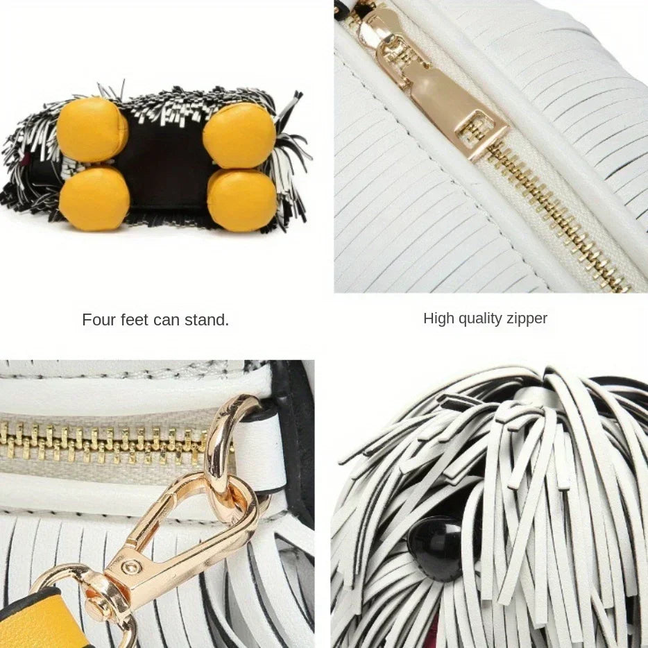 Women’s Luxury Designer PU Leather Crossbody Wallet – Cute Dog-Shaped Evening Handbag