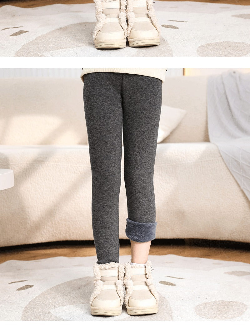 Winter Girls’ Fleece-Lined Thickened Trousers – Slim-Fit, Elastic Candy-Colored Pants to Keep Your Princess Cozy