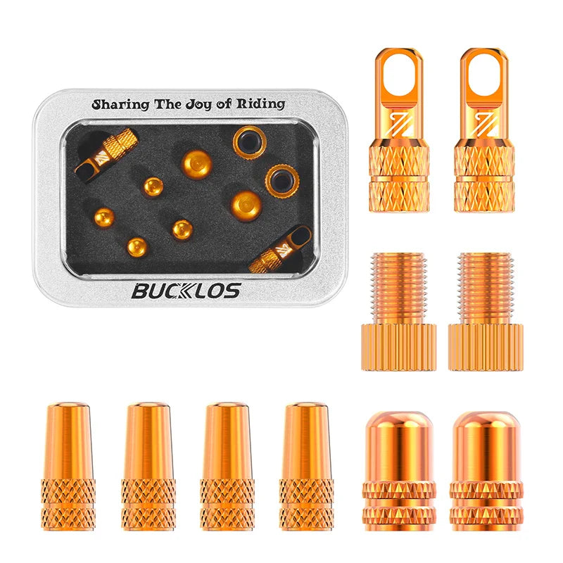 BUCKLOS F/V to A/V Valve Adapter – Aluminum Alloy Presta to Schrader Converter with Durable Bicycle Valve Cap