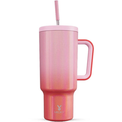 Meoky 40oz Mug Tumbler with Handle – Insulated Stainless Steel Tumbler with Lid & Straw, Coffee Thermos Cup, Heat Press Ready