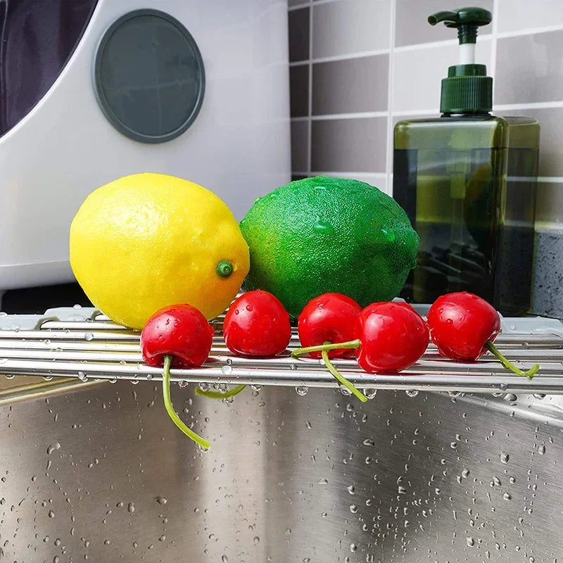 Roll-Up Triangle Dish Drying Rack – Foldable Stainless Steel Kitchen Sink Organizer, Sponge & Rag Holder