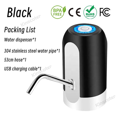 Portable Automatic Water Pump — USB Rechargeable Mini Electric Dispenser with Switch for 5-Gallon Bottles