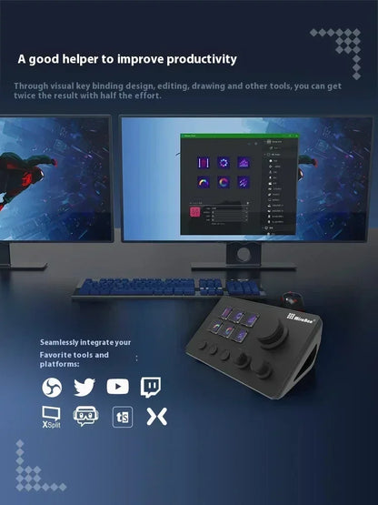 Mirabox N3 Streamdeck Keypad – Custom Macro Mini Keyboard with Screen & Knob Visual Desktop Console