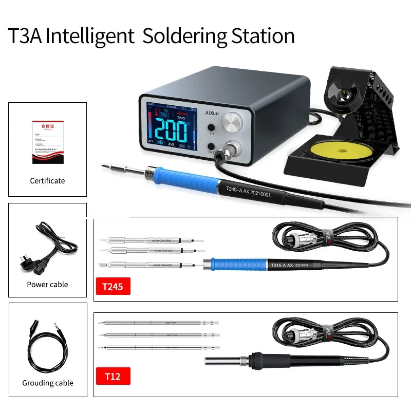 AIXUN T3A/T3B Intelligent Soldering Station – Rework Station for PCB & BGA Soldering with T115/T210/T245/T12 Tools
