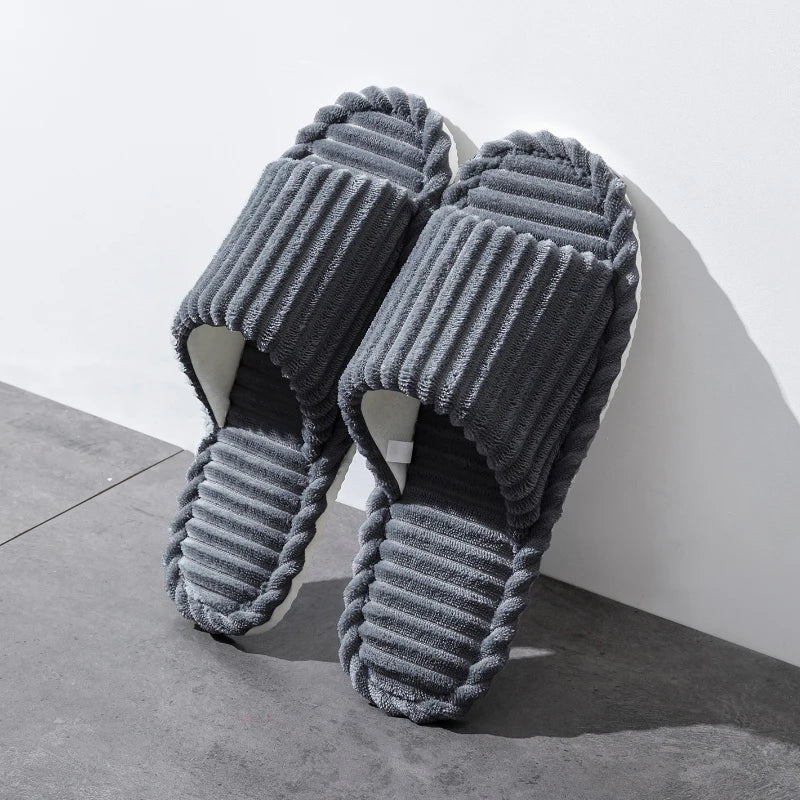 Men’s Open-Toe Flat House Slippers – Lightweight Breathable Indoor Bedroom Quiet Comfort Slides for All-Season Use