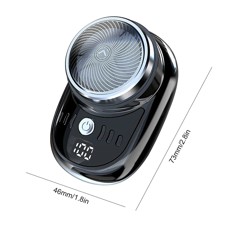 Mini Electric Shaver — Portable USB Rechargeable Travel Razor with Digital Display & Detachable Head for Beard