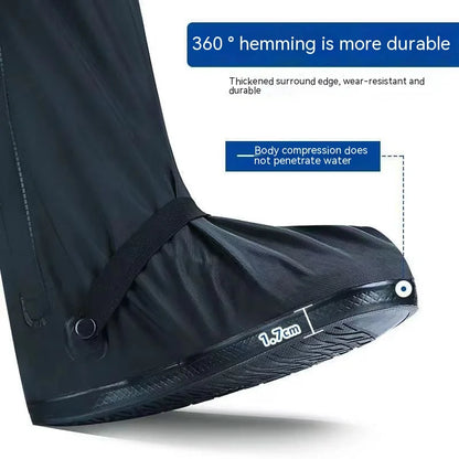 Black Waterproof Rain Boot Covers – High-Top Shoe Covers with Reflector for Motorcycle, Bike & Outdoor Use (Men & Women)