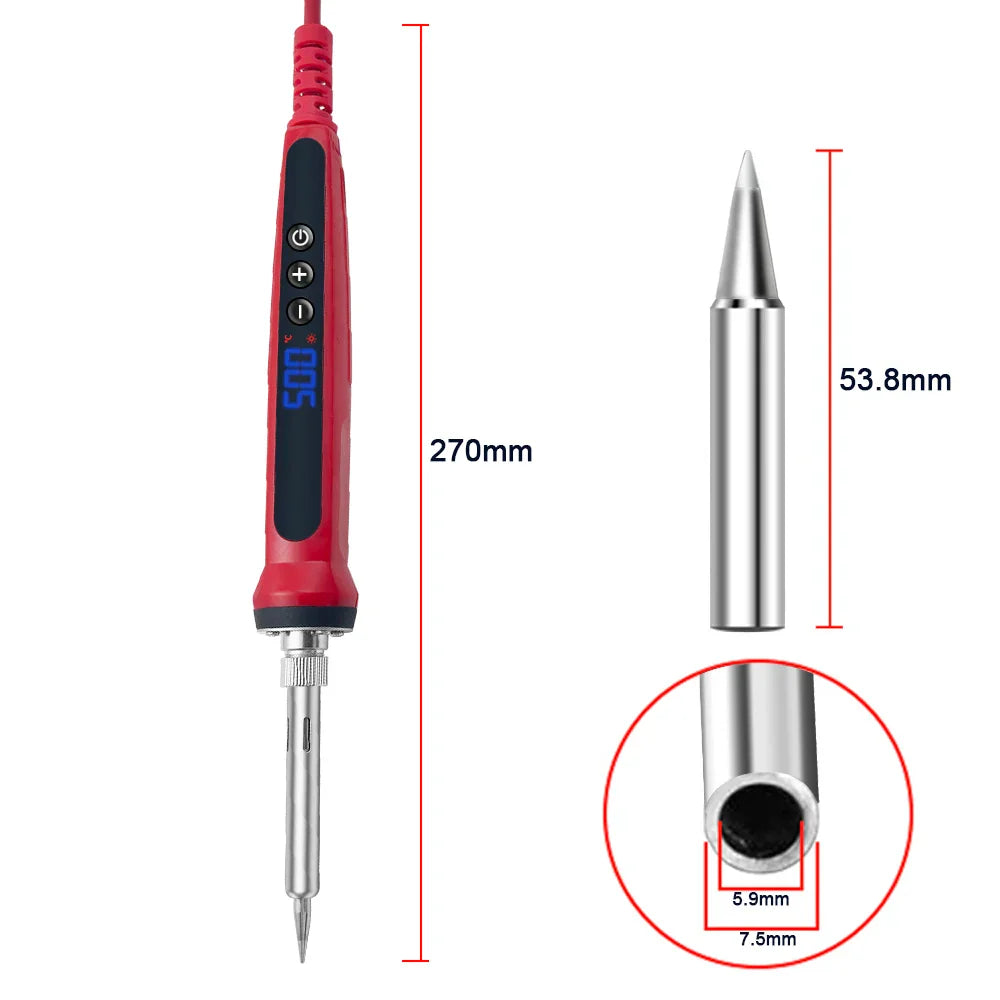80W Soldering Iron Kit – Adjustable Temperature with LCD, Ceramic Heater, Soldering Tips & Tweezers