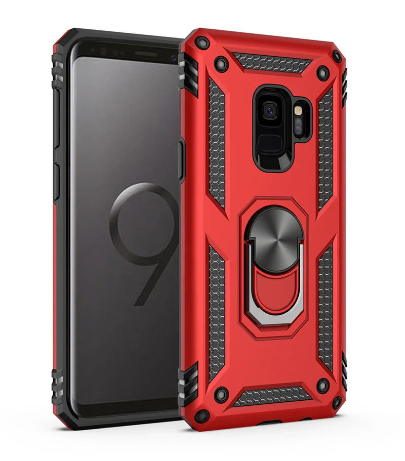 Shockproof Ring Holder Case with Stand – Protective Cover for Samsung Galaxy S9, S9 Plus, S8, S10 Plus, S20 Ultra, Note 8, Note 9, A50, A51, A70, A71