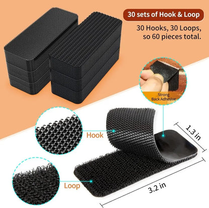 Strong Carpet Fixing Stickers – Self-Adhesive Touch Fastener Grip Tape, Double-Faced Black Mat Patch for Home Floor, Anti-Skid