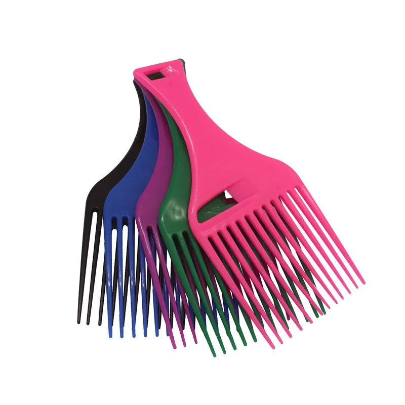 Wide Teeth Hair Pick Comb – Plastic Fork Brush for Curly Afro Hair, Styling Tool for Detangling & Volume