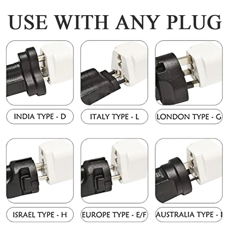 Universal 2-in-1 Plug Adapter – CN, US, UK, EU to AU Converter Socket for Australia & New Zealand Travel, 10A (White/Black)