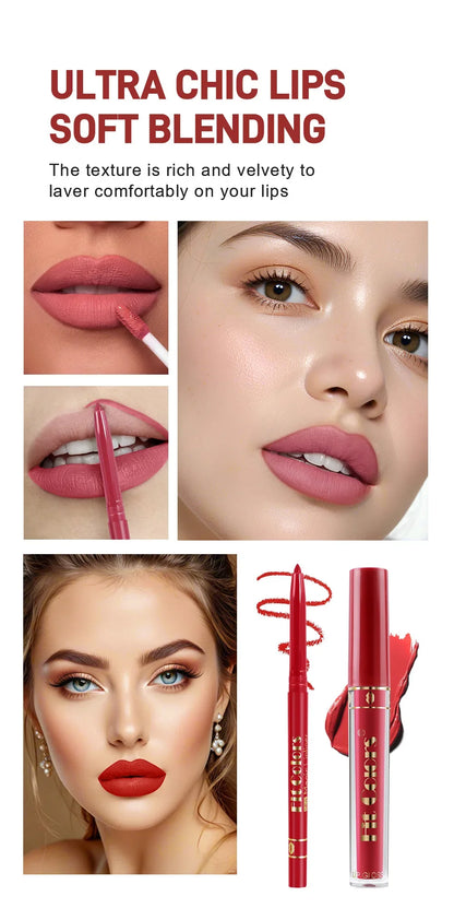Fit Colors 13pcs Matte Lip Liner Pencil Set – Waterproof, Non-Stick, Long-Lasting Lip Pencil with Case and Hook