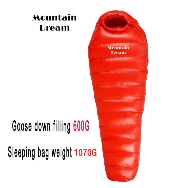Winter Down Sleeping Bag for Adults – Mummy Style White Goose Down, Warm & Three-Season Camping Bag