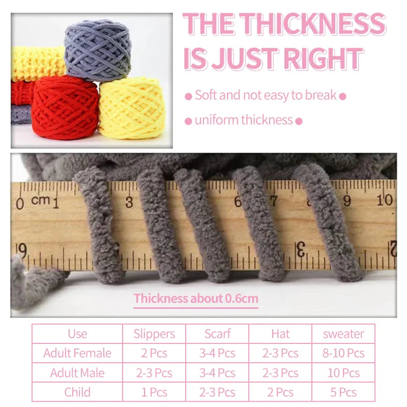 QJH Chunky Blanket Knitting Yarn | Luxury Thick Polyester Yarn for Throw Blankets & Pillows | Jumbo Weaving Crochet Craft | 100g/1Ball