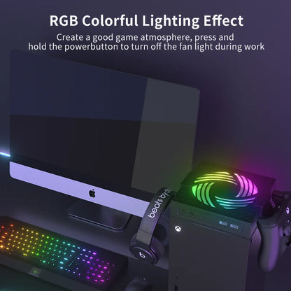 Cooling Fan for Xbox Series X/S – RGB Low-Noise Top Fan with Adjustable Speed System