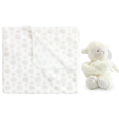 2-Piece Baby Gift Set – Pink Bunny Plush Flannel Blanket & Stuffed Animal for Newborn Sleeping