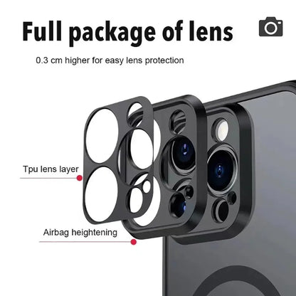 Luxury Armor Matte Magnetic Case - Shockproof MagSafe Wireless Charging Cover for iPhone 17 16 15 14 13 12 11 Pro Max Mini Plus