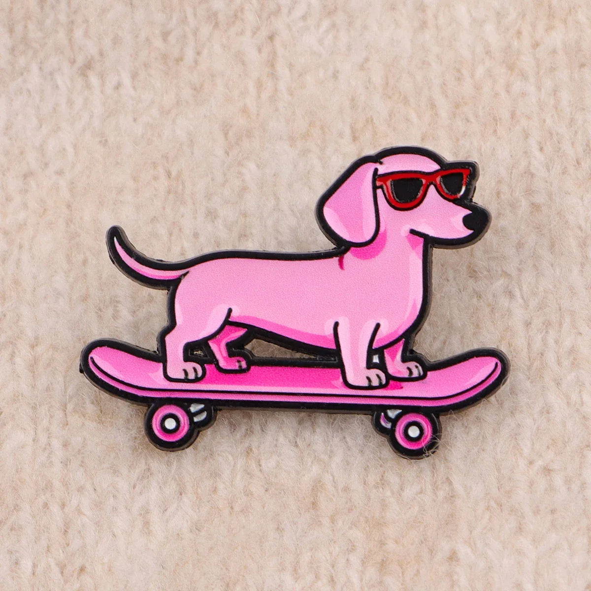 Cute Dachshund Enamel Pin – Cartoon Dog Brooch Lapel Badge for Backpack, Clothing & Gifts