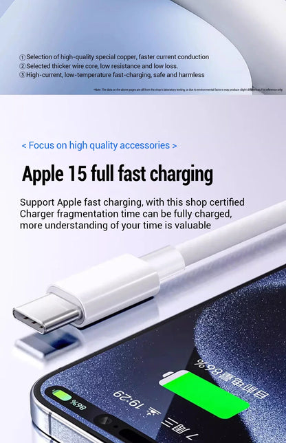 100W Fast Charging Cable – USB C for Apple iPhone 14-11 Pro Max, Plus, Mini, 1M/2M Data Cable, Quick Charge Phone Accessories