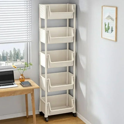 Trolley Bookshelf Kitchen Storage Rack - Narrow Corner Storage Cabinet for Bathroom, Living Room, and Home Organizer