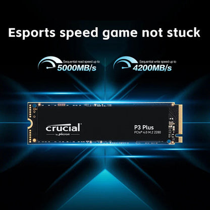 Crucial P3 Plus 1TB PCIe Gen4x4 NVMe M.2 SSD – 500GB, 1TB, 2TB, 5000MB/s Speed (OEM Package)