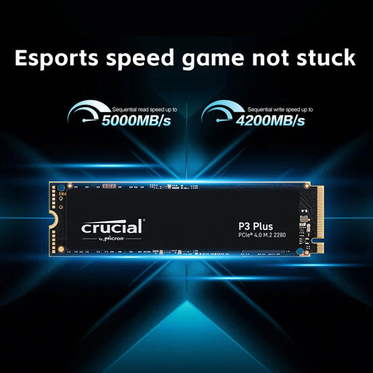 Crucial P3 Plus 1TB PCIe Gen4x4 NVMe M.2 SSD – 500GB, 1TB, 2TB, 5000MB/s Speed (OEM Package)