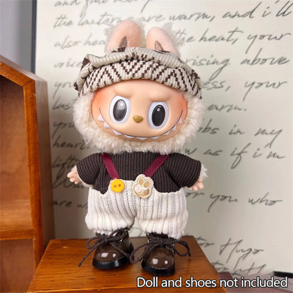 17cm Mini Plush Doll Clothes — Kpop EXO Labubu Idol V1 V2 Outfit Set with Sweater & Headband, Doll Accessories Gift