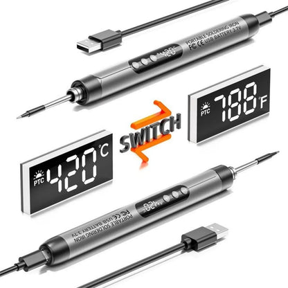 USB Rechargeable Mini Soldering Iron Adjustable Temperature Tool with Accessories – Portable DIY & Electronics Repair Kit