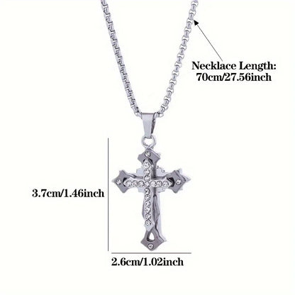 High-Quality Titanium Steel Cross Pendant Necklace – Non-Fading Hip-Hop Chain, Trendy Unisex Statement Jewelry for Men and Women
