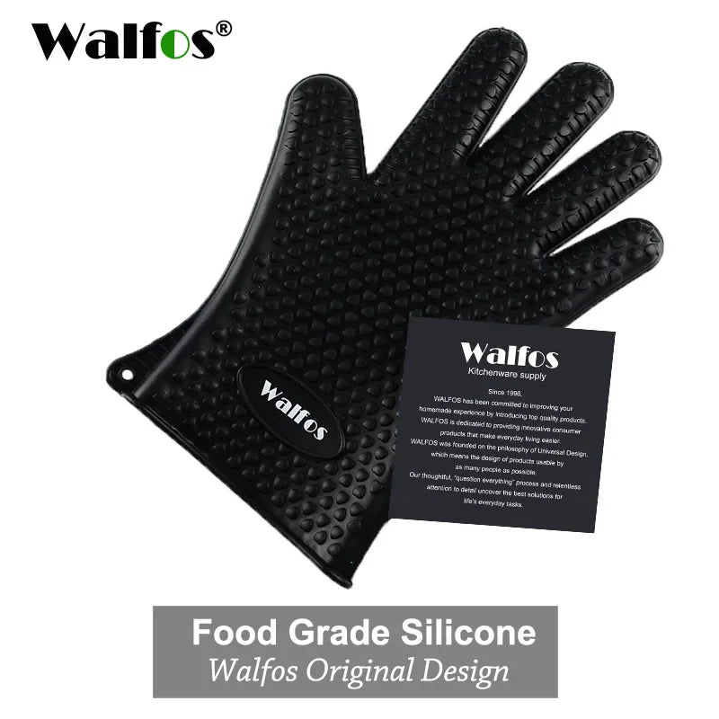 Walfos Silicone Oven Gloves — Heat-Resistant Thick BBQ & Cooking Mitts | Kitchen Gadgets & Accessories