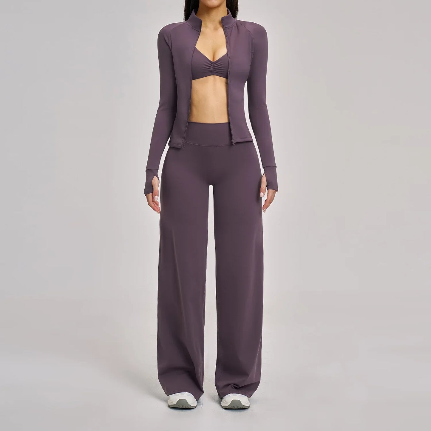 Women’s 2/3PCS Yoga Set – Long Sleeve Sports Bra & High Waist Leggings Gym Workout Tracksuit Fitness Athletic Wear Outfit